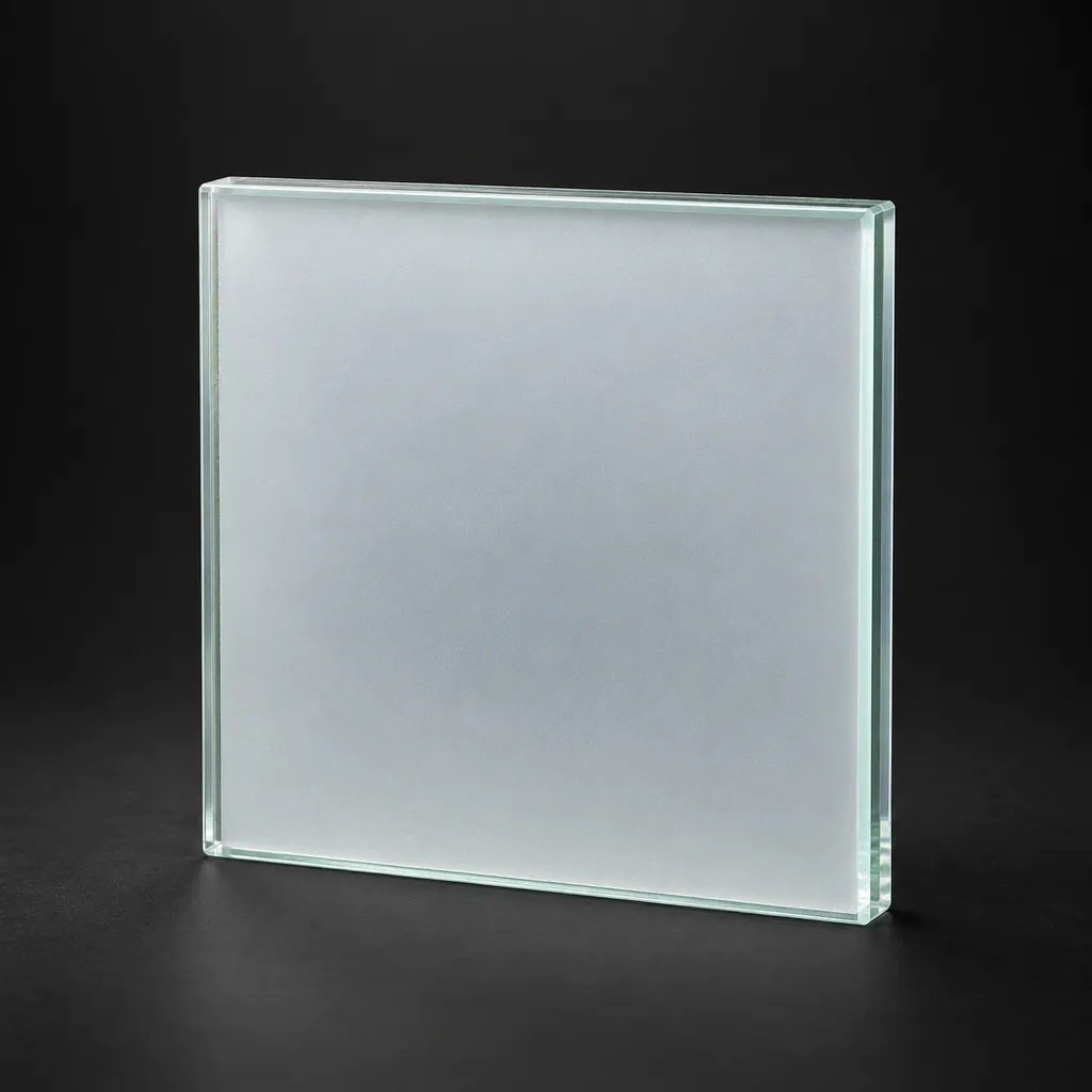 Glass sample with a milky, translucent interlayer before curing